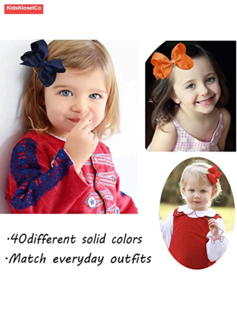 40 Grosgrain Ribbon Hair Bows for Girls with Alligator Clips